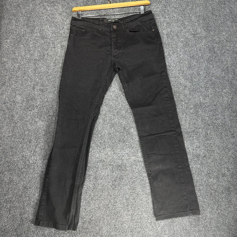 Tom Tailor Jeans Mens 34 Black Cotton Slim Stretch Pockets Button Fly